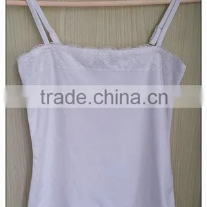 Simple Girl's Knitting Wear White Lace Lined 100%Cotton Tank Top thumbnail-1