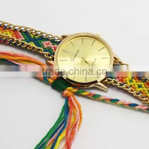 Fashion Cheap Interchangeable Fabric Woven Strap Watch thumbnail-3