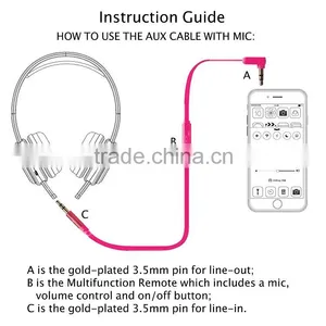 Hot Sell Built-in Mic 3.5mm Pink cd Auxiliary Cable thumbnail-4