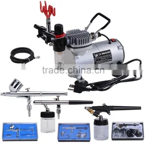 3 Airbrush Compressor Kit Dual Action Spray Air Brush Set Tattoo Nail Art Quality Choice thumbnail-1