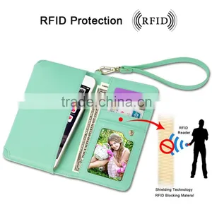 Card Holder Green PU Leather Long Wrist Rope RFID Blocking Hand Bag Ladies Quality Choice Supplier's Choice thumbnail-4