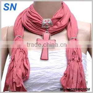 Wholesale Red Cross Pendant Slide Necklace Scarf thumbnail-1