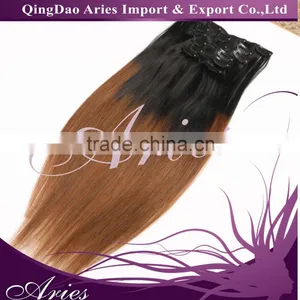 120gram Brazilian Hair Clip-In Human Hair Weft Ombre Color Hair Extension thumbnail-6