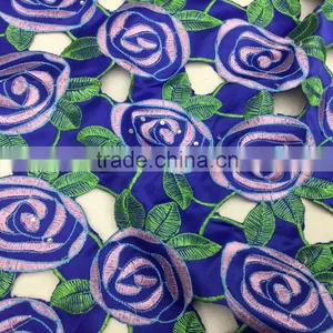Royal Bule Formal Dress Patterns Lace African Styles Dress Making Silk Lace Fabric for Sale thumbnail-1