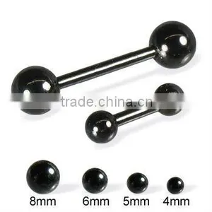 Black Tongue Ring Straight Barbell thumbnail-1