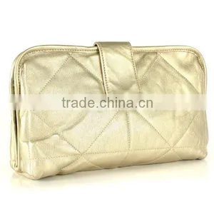 Golden PU Evening Cosmetic Bag With Snap thumbnail-1