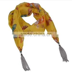 D EXCEED Brand New Design Multicolor Chiffon Printing Butterfly Flower Ladies Scarves as Valentine's Day Gift (SC150201) thumbnail-4