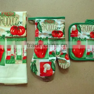 Kitchen 3pcs Set: Oven Mitt,pot Holder, Kitchen Towel thumbnail-1