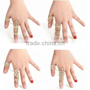 New Rings Multiple Finger Stack Knuckle Band Crystal Set Womens Fashion Jewelry thumbnail-1
