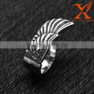 In Stock Fashion Jewellry Cheap Wholesale New Design 2016 Wing Men's Stainless Steel Rings Jewelry thumbnail-5