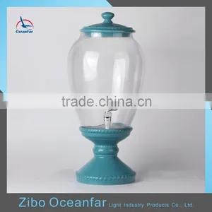 Hot Sale Handmade 11.5L Glass Juice Drink Dispenser Ceramic Stand Glass Dispenser For Beverage thumbnail-1