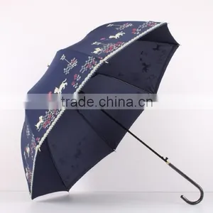23 Inch Stick Crook Handle Cat Print Lady Umbrellas thumbnail-3