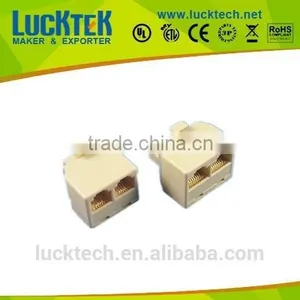 SINGLE MALE PLUG TO DUAL FEMALE JACK TELEPHONE RJ11 ADAPTER PLUG thumbnail-1