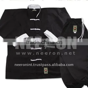 Black 100% Cotton Kung Fu Uniform thumbnail-1