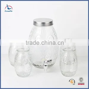 4L Hot Sale Beverage Glass Jar Owl Shape Cup Glass Dispenser thumbnail-1