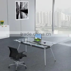 Modern Tempered Round Glass Conference Table Meeting Table thumbnail-5