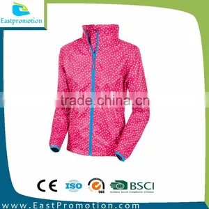 190T WAVE POINT PRINTED NO HOODED WATERPROOF WINDBREAKER JACKET thumbnail-1