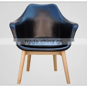 Black Leather Wooden Dining Room Chairs thumbnail-2