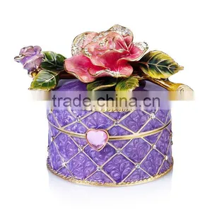 RORO Beautiful Life Rose Enamel Metal Craft Jewel Box Metal Enamel Wedding Gift thumbnail-1
