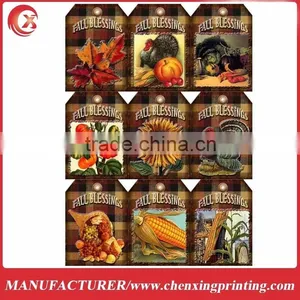 FALL THANKSGIVING TURKEY CORN SCRAPBOOK PAPER CRAFT HANG TAG LAMINATED 2.5''*3.5'' thumbnail-1