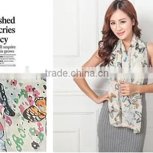 Butterfly Printed Scarf/chiffon Cheap Scarf/mix Design Fashion Scarf thumbnail-2