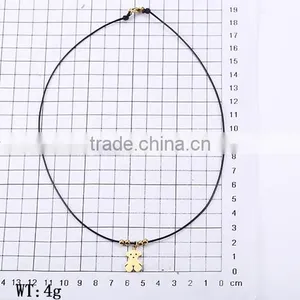 Fashionable Most Popular Simple Black Long Rope Friendship Necklace With Bear Pendant thumbnail-6