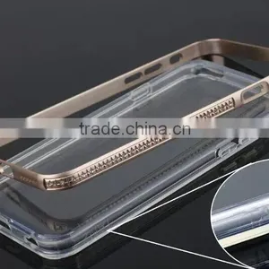 Aluminum Rhinstone Cover Case Diamond Bumper+TPU Cases Cover for Samsung Galaxy S6 Edge, Diamond Bumper Case for Samsung S6 thumbnail-3