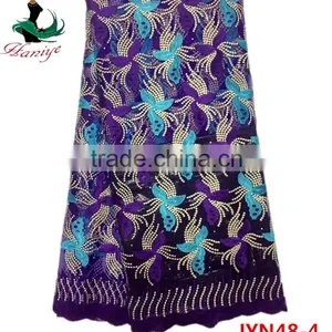 New Arrival French Net Lace Fabric, African Tulle Lace Fabric With Stones JYN48 thumbnail-4