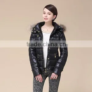 Lady's New Design Down Jacket Short Style With Real Fur Hood Dark New Arrival Down Jacket/Women Jacket/Duck Down Jacket thumbnail-1