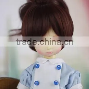 Cute Synthetic Dark Brown 1/6 Bjd Doll Bob Wigs With Ponytail thumbnail-4
