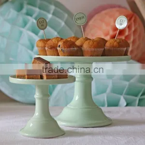 Milk Glass Cake Stand Plate Pastel Colours thumbnail-5