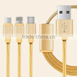 Hot Sale 3 in 1 Type C/micro/8 Pin USB Cable Fast Charging Data Cable for Mobilephone thumbnail-1