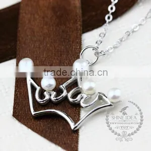 925 Sterling Silver Hollow Crown With Pearls Creative Pendant Necklace Fashion Women Necklace Jewelry 6360459 thumbnail-2