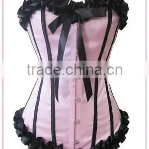Women Fashion Lace Brocade Pattern Corset With Polka Dot thumbnail-5