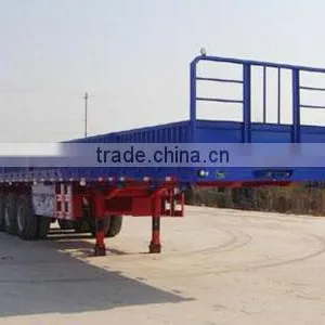 2016 Tri-Axle 50ton 40Feet Flat Bed Side Wall Cargo Truck Semi Trailer For Sale thumbnail-5