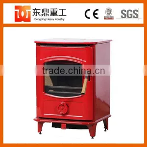 Factory Direct Selling Cast Iron Wood Burning Red Enamel Fireplace Indoor Freestanding HF905UAE thumbnail-2