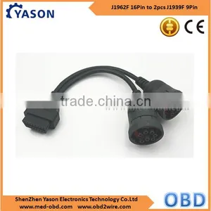 Deutsch Splitter Y Cable,OBD2 J1962 Female 16Pin to 2pcs J1939 Female 9pin thumbnail-1