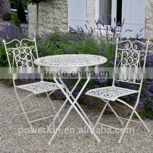 Unique Outdoor Furniture Foldable Garden Patio Set Antique White thumbnail-1