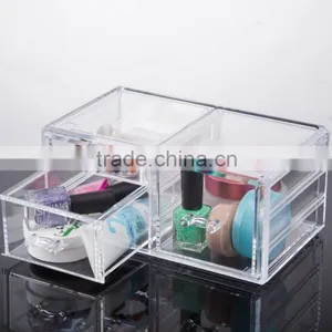 Simple Plastic Three Drawers Makeup and Jewelry Storage Box thumbnail-1