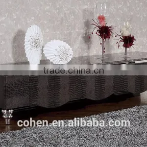 E123 Luxury Crocodile pu Cabinets Stainless Steel tv Stand/wall Unit With Marble Top for Hotel/living Room Furniture thumbnail-2