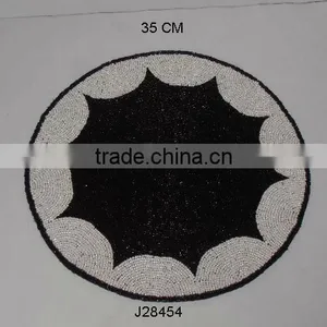 Glass Bead Place Mats With Black and White Patterns Other Colours Also Available thumbnail-1