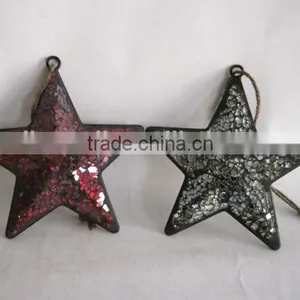 Mosaic Crackle Metal Star Shape Hanging for Christmas Decoration thumbnail-1