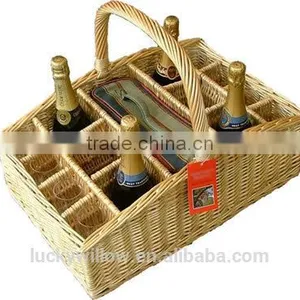 Willow Drinks Baskets, ,Glass Divider Basket,wicke Bottle Carrier Basket thumbnail-5