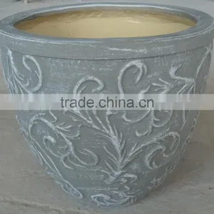 Indoor Wash Vase - Indoor Pottery With Round Rim and Pattern Outside thumbnail-1