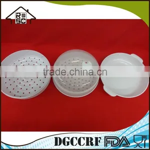Classic Food Grade Plastic 2 Tier Microwave Steamer Food Cooker Container thumbnail-2