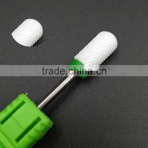Polishing Drill Barrel Ball Total Length 40MM Head Blade Diameter 13MM White Ceramic Burr for Nail thumbnail-1