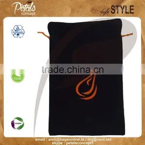 High Quality Drawstring Pouch With Customized Logo - Velvet Drawstring Pouch With Satin Lining - With Embroidery Logo - Luxary thumbnail-6