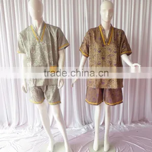 Free Shipping 2colors Unisex Sweat Steam Clothes Fashion Floral Jacquard Pajama V-Neck Ladies Pajama Sets For Sauna thumbnail-1