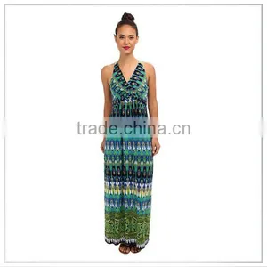 Customized 2014 Triangle Stripe Top Quality Digital Printing Traditional 100% Poly Cotton Dresses thumbnail-1