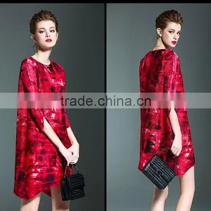 Latest European Ladies Digital Printed Gradients Wrinkled Dresses thumbnail-6